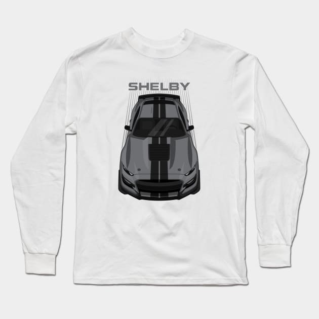 Ford Mustang Shelby GT500 2020-2021 - Magnetic Grey - Black Stripes Long Sleeve T-Shirt by V8social